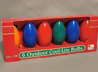 6 Vtg Outdoor Cool-Lite Christmas Lights Replacement Bulbs C91/4-7W K-Mart NOS