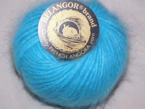TURQUOISE 10gr 33yd Galler BELANGOR 100% ANGORA Rabbit Fur XSOFT Luxurious Yarn - Picture 1 of 4