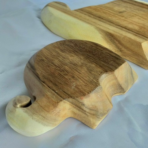 2 Wooden Tray Serving Tableware Elephants Display Wood Artistic Party Food Decor - Picture 7 of 10