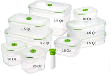 19 Piece Vacuum Seal Food Storage Containers with Vacuum Pump, Airtight and Leak