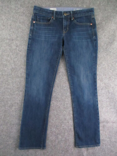 Gap 1969 Jeans Womens 4 Blue Denim Real Straight Low Rise Dark Wash Retro 30x28 - Picture 2 of 14