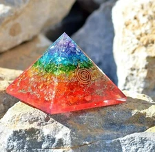 7 Chakra Orgone Pyramid Energy Generator for Emf Protection, Healing- Meditation