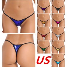 Women's Shiny Thong Tanga Briefs Panties Low Rise Bikini Briefs G-Strings