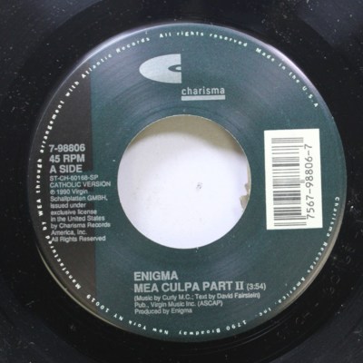 Pop Nm! 45 Enigma - Mea Culp Part Ii / Mea Culpa Part Ii On Chrisma