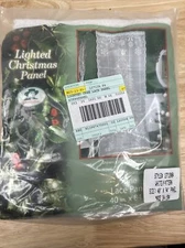 Christmas Tree Lace Curtain Panel 40" x 84" Quaker Lace 20 Light Kit Included