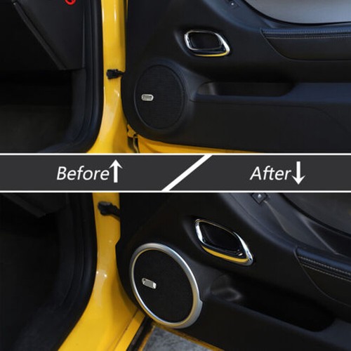 Cubierta de altavoz de audio de puerta plateada borde de anillo para Chevy Camaro 2012 2013 2014 2015 - Imagen 3 de 11