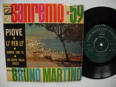BRUNO MARTINO San Remo '59 EP Piove / Li' Per Li' + 2 45 7'' 1959 Denmark EX