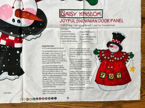 DAISY KINGDOM Joyful Snowman Christmas Door Decor CUT & SEW Fabric Panel Vintage - Picture 2 of 5