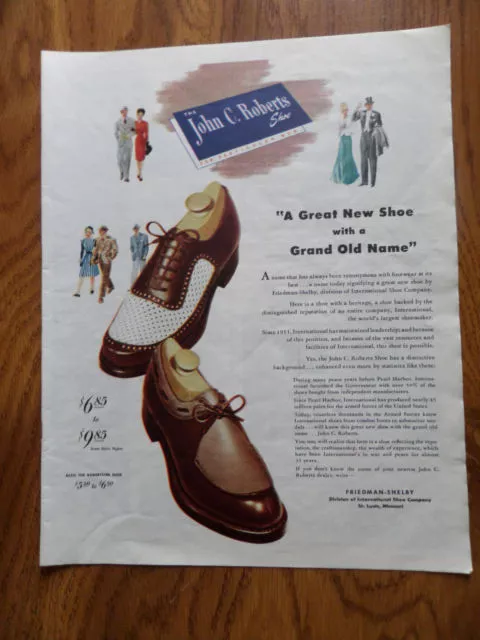 1946 John C Roberts Shoes Ad Friedman-Shelby Shoe Company St. Louis MO