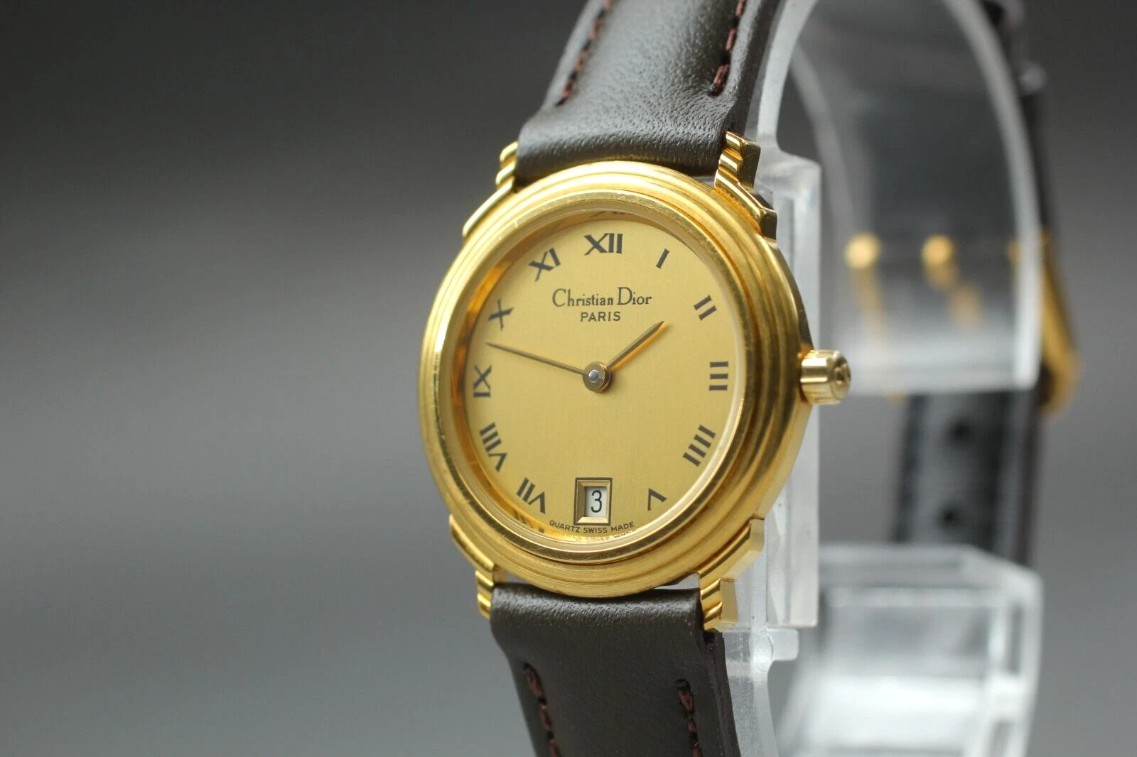[N COMME NEUVE] Montre Femme Vintage Christian Dior 48.122.3 Or Roman Qz Du JAPON