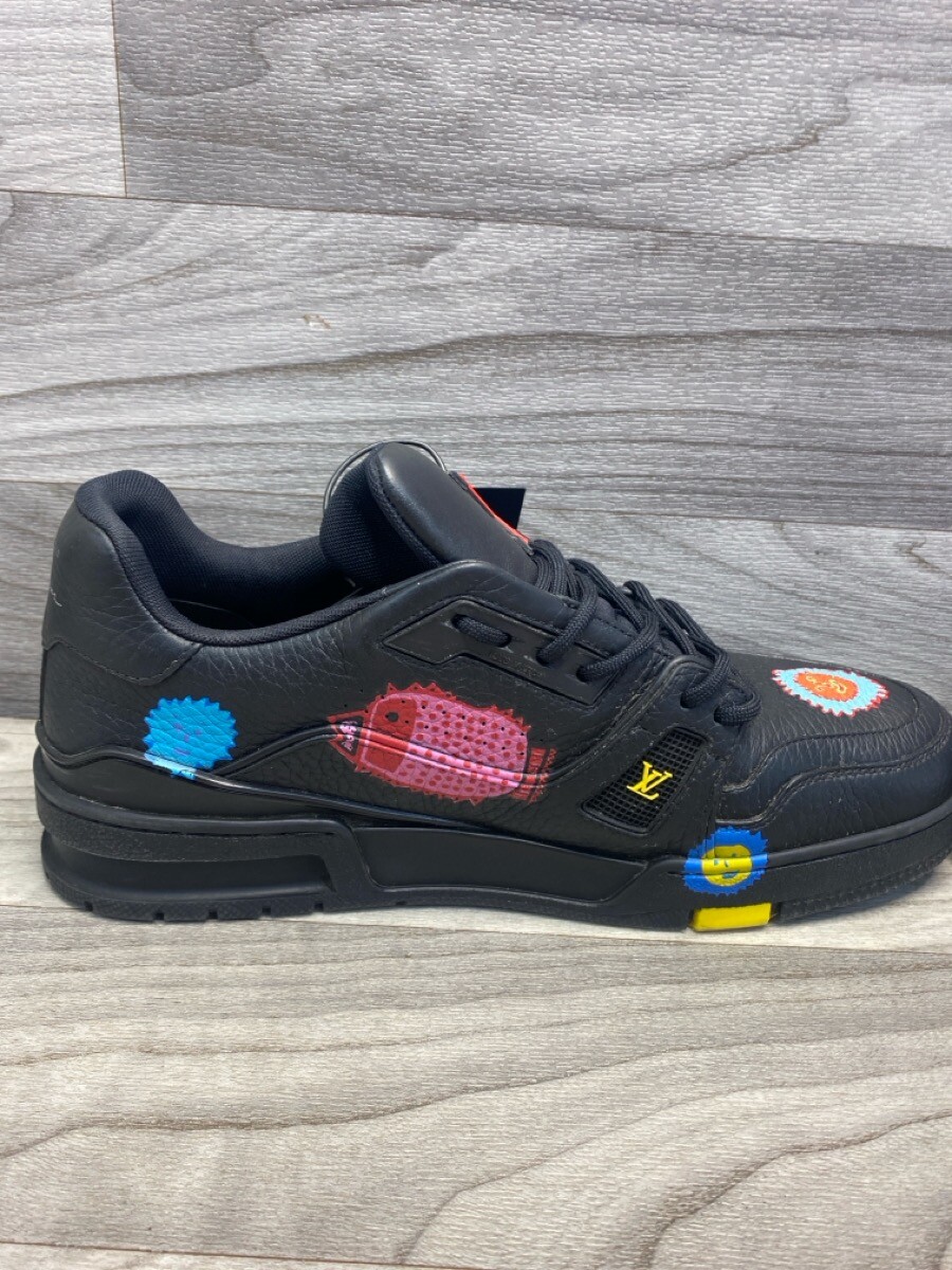 LOUIS VUITTON X YAYOI KUSAMA BLACK MULTICOLOR PRINT TRAINER LOUIS VUITTON X YAYOI KUSAMA BLACK MULTICOLOR PRINT TRAINER
