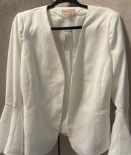 Philosophy Women White Blazer, Lined, Bell Sleeves, Pockets, Size 6 98 MSRP