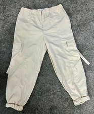 Bar III Cropped Pull On Cargo Pants Sz Large Beige Tan Women’s Jogger Leg