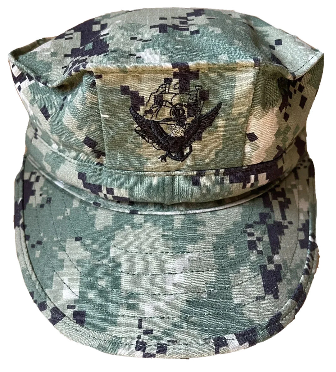 US NAVY CAP WORKING TYPE III WOODLAND DIGITAL CAMO HAT ACE EAGLE, SIZE 6  3/4 NEW