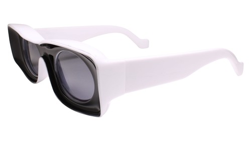 Funky Vintage 80s 90s Dope Hip Hop Swag White & Black Rectangle Sunglasses - Picture 2 of 3