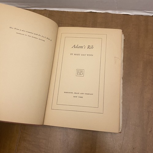 Adam’s Rib By Mary Day Winn VTG Feminism Feminist Text 1931 1st Edition - Picture 6 of 12
