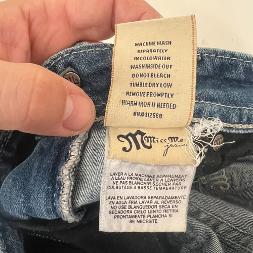 Stivali Miss Me Y2K jeans impreziositi 28 vita bassa svasati strass pizzo zip rotta - Foto 20 di 21