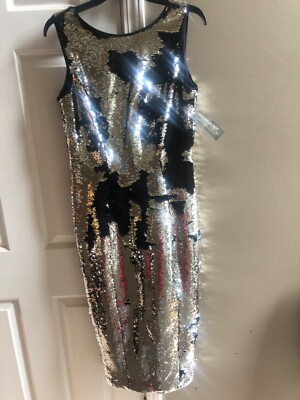 EVA MENDES NY & CO Silver Black All Over Color Change Sequin Dress Size M  NWTS | eBay