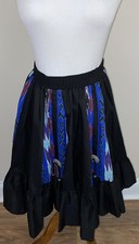 VTG 3856 Malco Modes Ruffled Skirt Square Dance Black Tribal Print Sz S