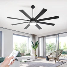 72'' Large Ceiling Fans with Lights and Remote,Chandelier Lamp Quiet DC Motor
