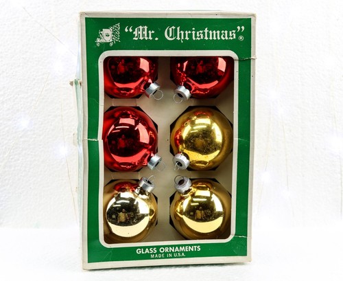Red & Gold Mercury Glass Mr Christmas Ornaments Mid-Century Modern Atomic Xmas - Picture 3 of 10