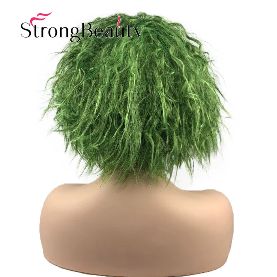 Peluca Cosplay StrongBeauty Verde Pelo Corto Rizado Juegos con disfraces El Caballero Oscuro Peluca Ondulada Foto 4 de 4
