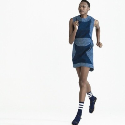 patchwork denim mini dress Carleen Patchwork Denim Mini Dress