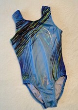 Aly Raisman GK ELITE Leotard Gymnastics FROZEN Style HOLOTEK Tank BLUE Leo CL