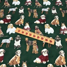 Robert Kaufman Fabrics-All Dogs Sweater Print-Vintage Cotton Fabric OOP 1 Yd