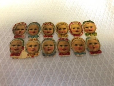 12 kleine Baby / Kinder Vintage unbenutzt Reste