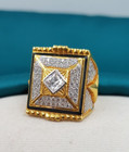 22K Gold Ring Gold Heaven Heavy Look CZ Gorgeous Men Gold Ring Real Yellow Gold