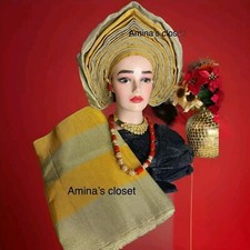Autogele And Ipele Aso-Oke African Headtie , Ready Made Headtie And Shouldergear