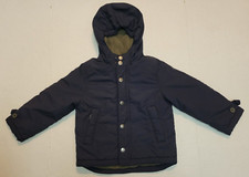 Mini Boden Boys Jacket 3-4 Winter Coat w/ Hood Navy Blue  Gray  Zipper Pockets