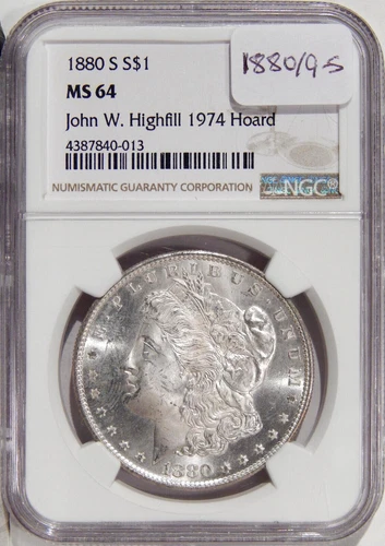 1880/9-S $1 NGC MS 64 JOHN HIGHFILL 1974 HOARD ~ VAM-11 HOT-50 MORGAN DOLLAR