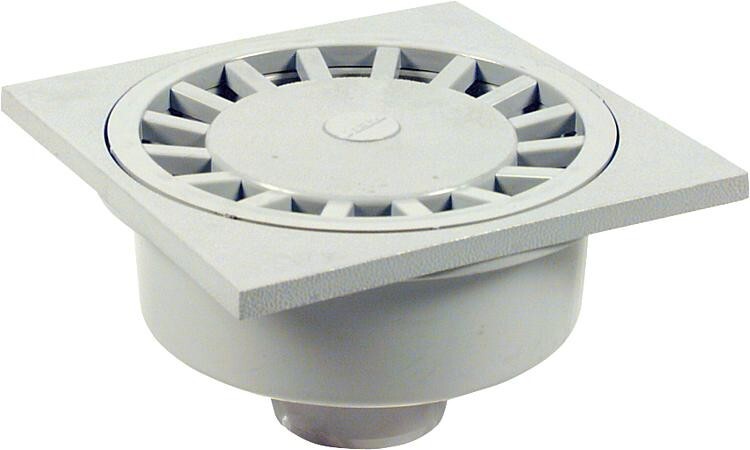 Haus- und Hofablauf grau 150x150x85mm Abgang DN 50 senkrech