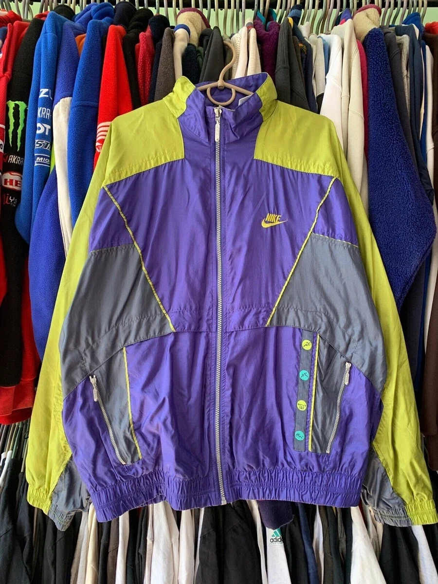 VINTAGE 90's NIKE NYLON PURPLE ZIP TRACK JACKET MEN'S SIZE L