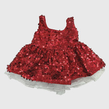 Build a Bear Christmas Dress Red Sequin White Fur Santa Hat Teddy Clothes Outfit