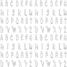 130 PCS Silver Alphabet Letter Charms A-Z Alloy Beads for DIY Jewelry Craft