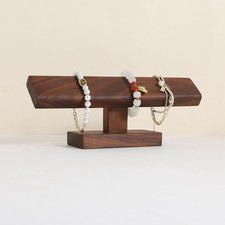 Walnut Bracelet Organizer Holder for Selling, Wooden Watch Display T Bar Stand f