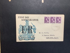 Australia 1953 FDC 1st day cover 1d x 3 QE II Definitive stamp ? cachet Sydney