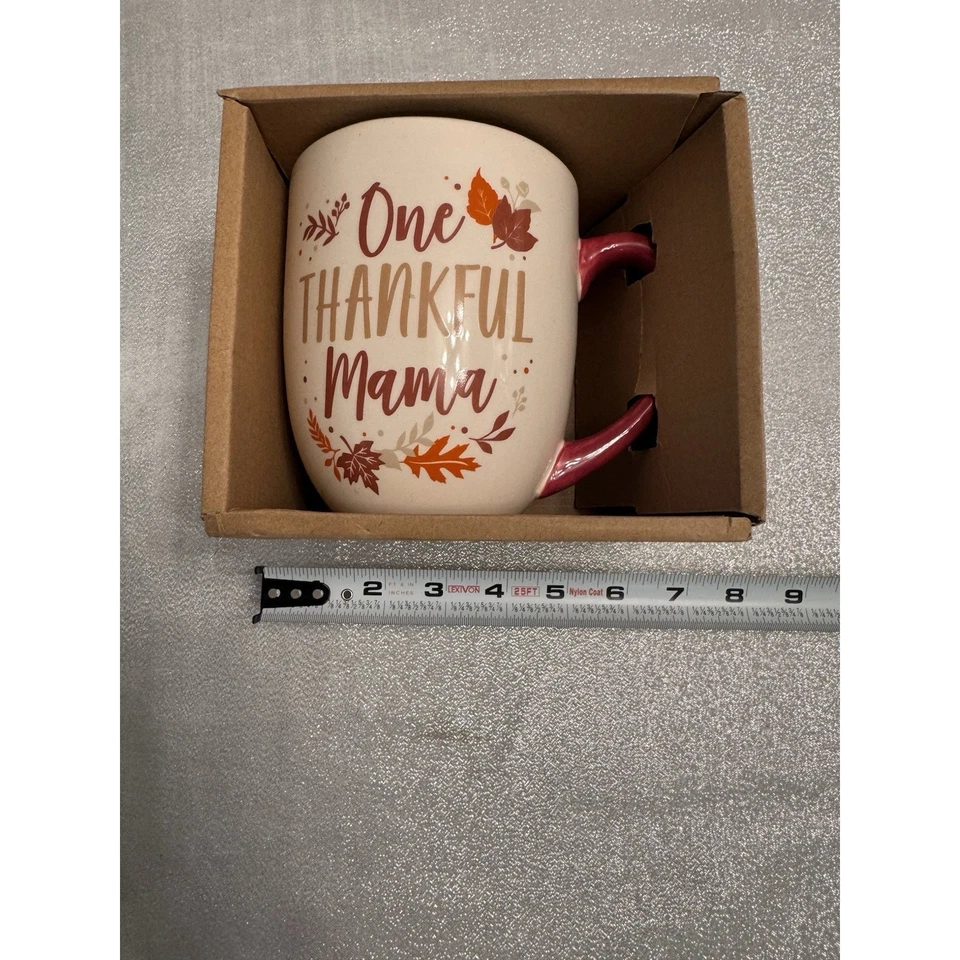 Nueva taza grande One Thankful Mama hojas acogedoras otoño nueva en caja Foto 2 de 4