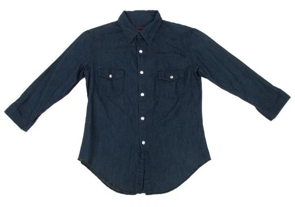 Blusa R by 45rpm tingida índigo botão metálico manga 3/4 tamanho 2 (K-150781) - Imagem 2 de 4