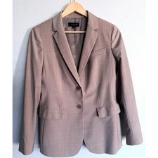 TALBOTS tan khaki wool 2 button notched lapel classic lined blazer jacket sz 6