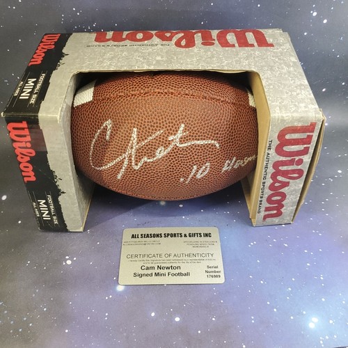 Cam Newton Autographed Mini Wilson Football 10 Heisman  w/ COA Carolina Panthers - Picture 1 of 8