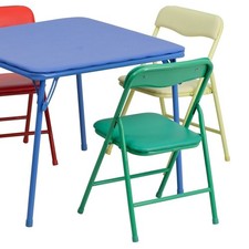 Kids 5-Pcs Classroom Folding Table and Chairs Set - Blue/Red/Green/Yellow Chairs