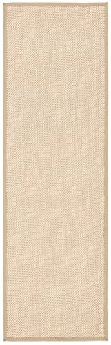 SAFAVIEH Natural Fiber Collection 2'6" x 6' Maize / Linen NF141B Border Sisal - Image 2 of 4