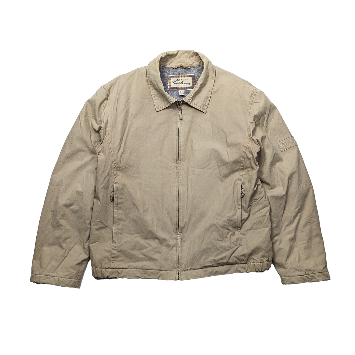 Vintage 90s Thomas Burberry Beige Tan Cotton Zip Harrington Bomber Vintage 90s Thomas Burberry Beige Tan Cotton Zip Harrington Bomber