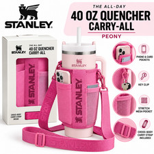 Stanley 40 oz Quencher Carry-All Peony Pink Crossbody Tumbler Bag New in Box