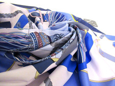 FATTORSETA 100 ITALIAN SILK EQUESTRIAN SCARF 35x35 TASSELS BELTS MADE IN ITALY