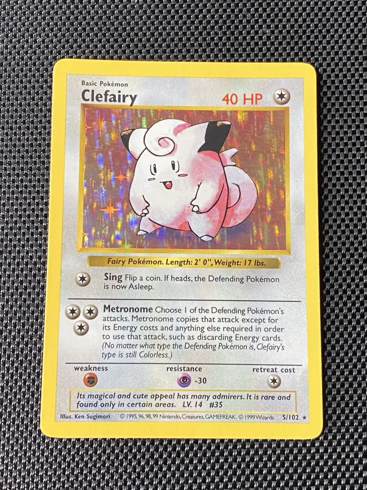 Clefairy #5 / 102 SHADOWLESS Base Set Holo - LP - Pokemon 1999 TCG WOTC Vintage